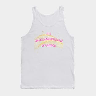 It's Christmas Y'all - pink and gold Tank Top